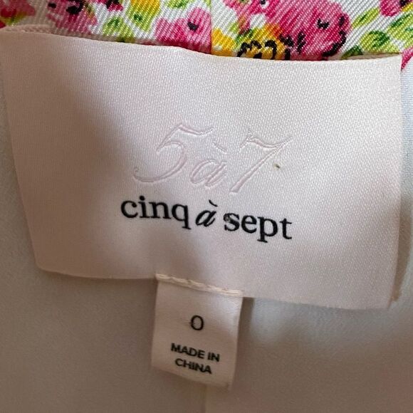 Cinq à Sept Jessica Midi Pink Yellow Dress Floral Stripe Wrap Size 0 - Picture 9 of 11